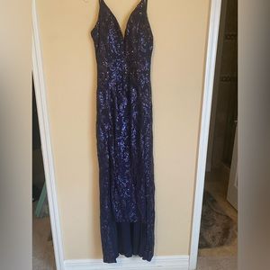 Blue sequined gown